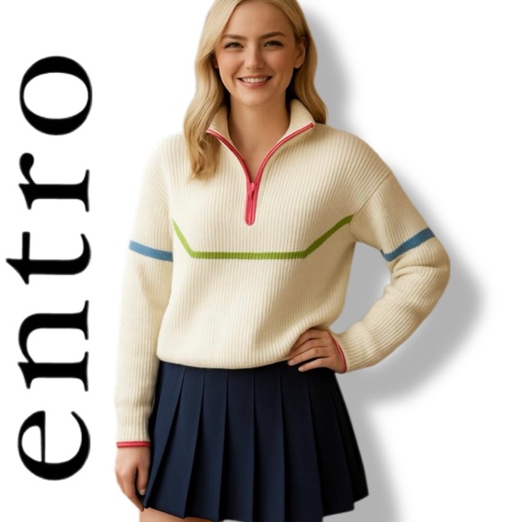 entro Sweaters - Entro "Calling On You" Ecru Half Zip Sweater - Size Medium - EUC